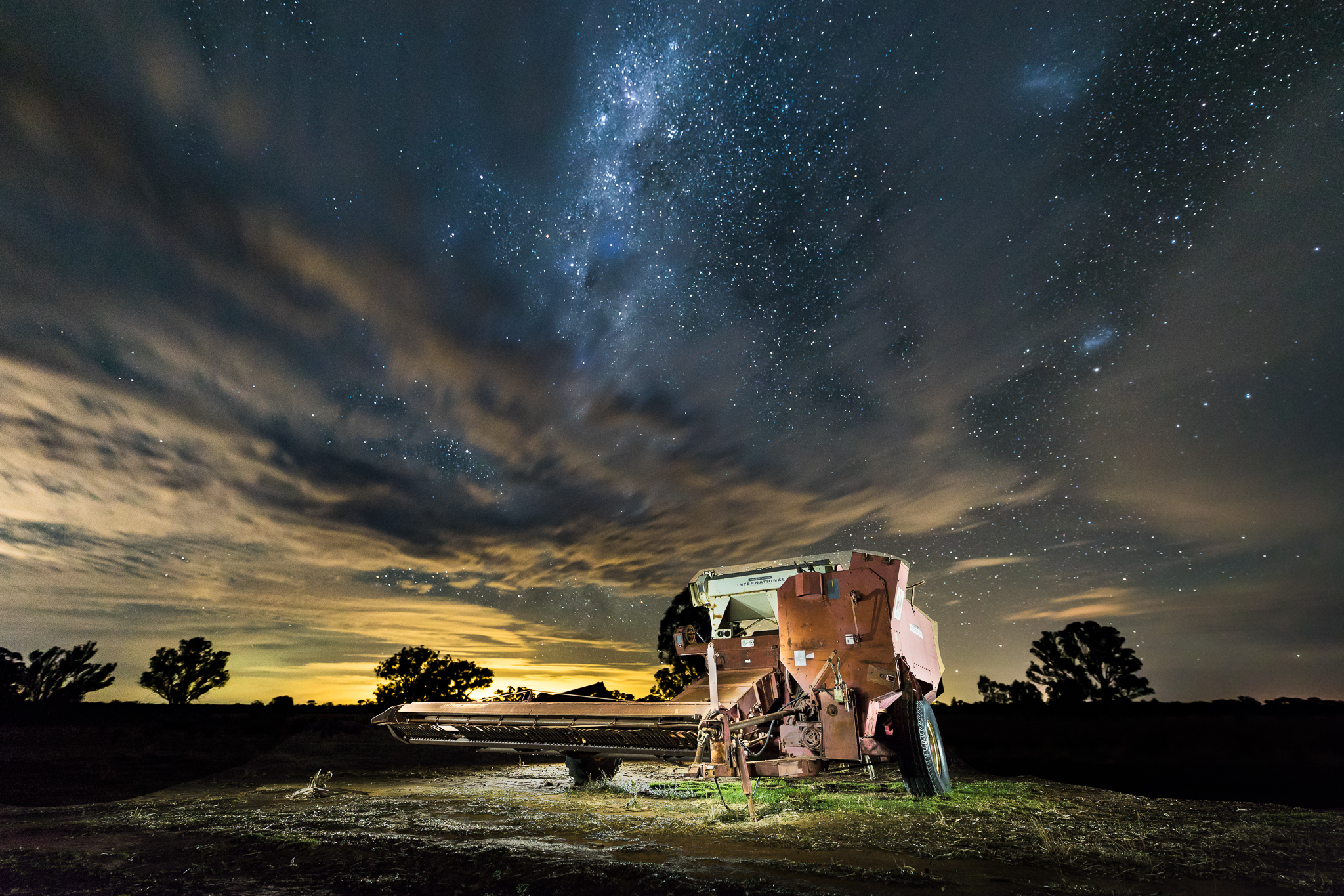 Figure 9 - A light painted Harvester with a night sky background